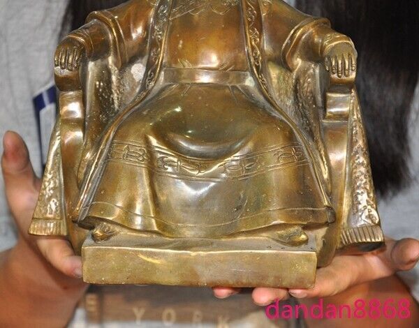 8.2'' Old Chinese Superb Bronze Genghis Khan Emperor Ornaments Statue