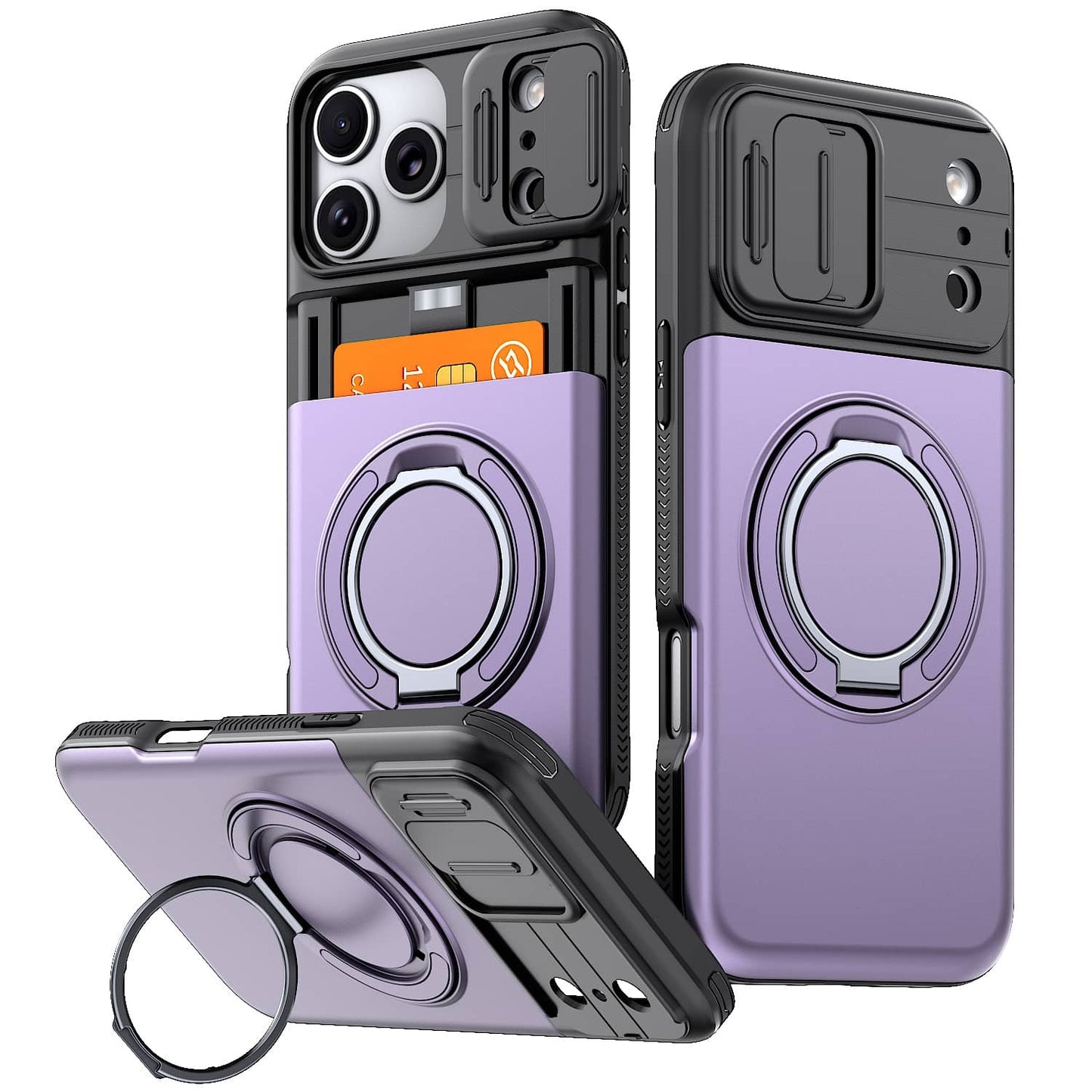 For iPhone 17 16 15 14 13 12 Pro Max 11 Case Wallet Card Holder Kickstand Rugged