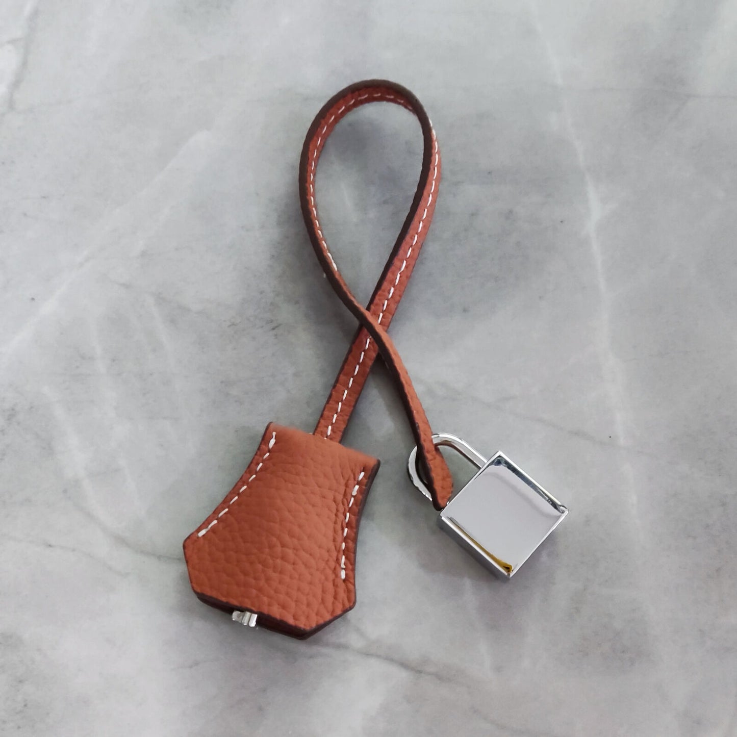 Real Cowhide Leather Clochette Bag Charm Gold/ Silver Padlock & Key for Handbags