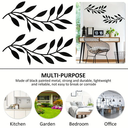 2pcs, Modern Iron Tree Branch Leaf Wall Sculpture - Wall Hanging Decorative
