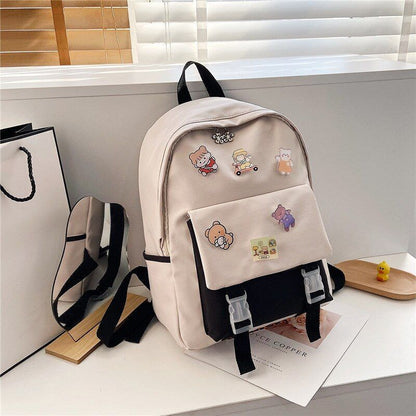 Backpack Women Cartoon Bag Summer Small Canvas Shoulder Bag Traveling Rucksack