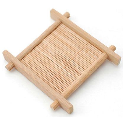 100% Bamboo Wood Trays For Tea Trays 7cm*7cm Creative Word Jing Concave Cup Mat