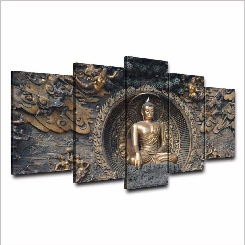 5Pcs Wall Art Canvas Painting Picture Home Decor Modern Abstract Buddha Stone