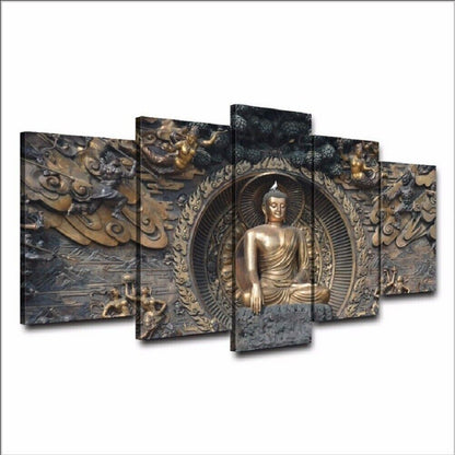 5Pcs Wall Art Canvas Painting Picture Home Decor Modern Abstract Buddha Stone