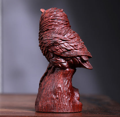 10 X6 X4.5CM Old Sandalwood Carving Figurine Beautiful Owl Craft Decorations