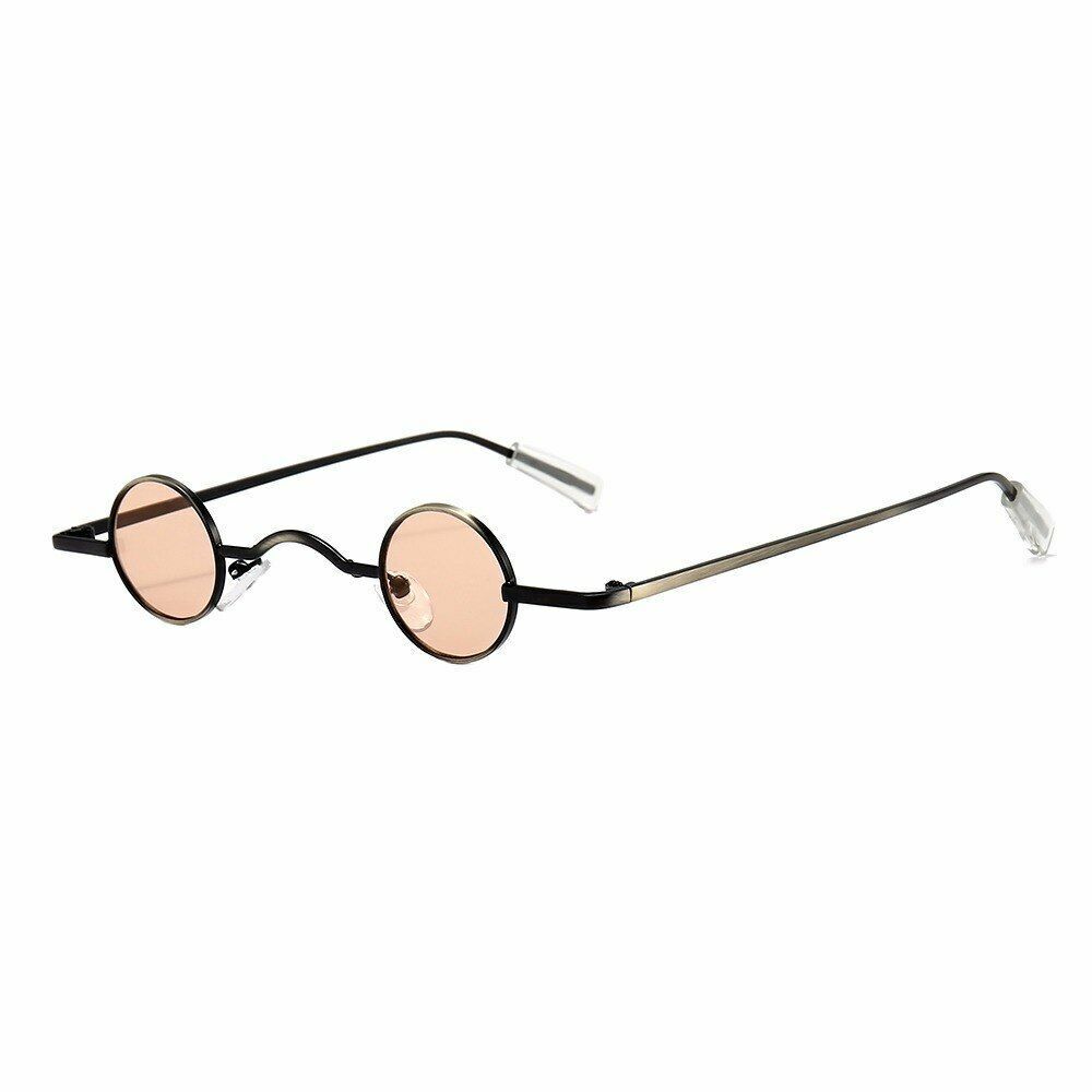 Sunglasses Retro Mini Round Men Metal Frame Gold Black Small Round Popular Lens