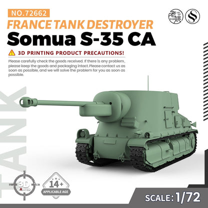 SSMODEL SS72662 1/72 25mm Military Model Kit France Somua S-35 CA Tank Destroyer