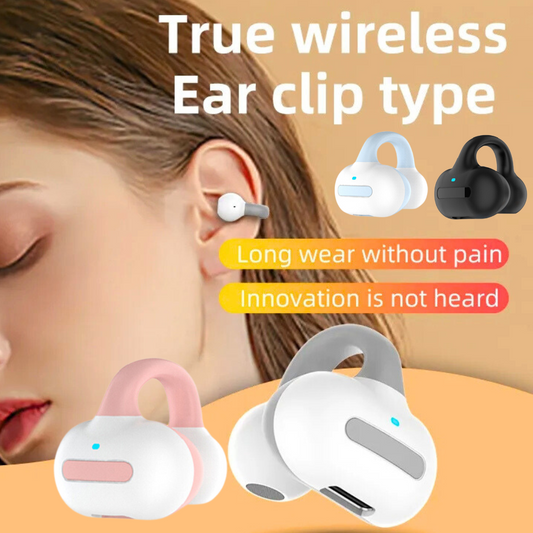 Ear Clip Bone Conduction Headphones Bluetooth 5.3 Wireless Sport Headset Earbuds