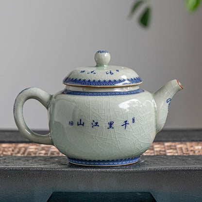 Jingdezhen Ceramic Tea Set Retro Landscape Qianli Jiangshan Teapot 260ml