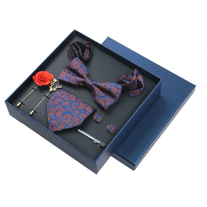 Men Ties 9Pcs Necktie Set Formal Luxury Wedding Cravat Pocket Square Silk Bowtie
