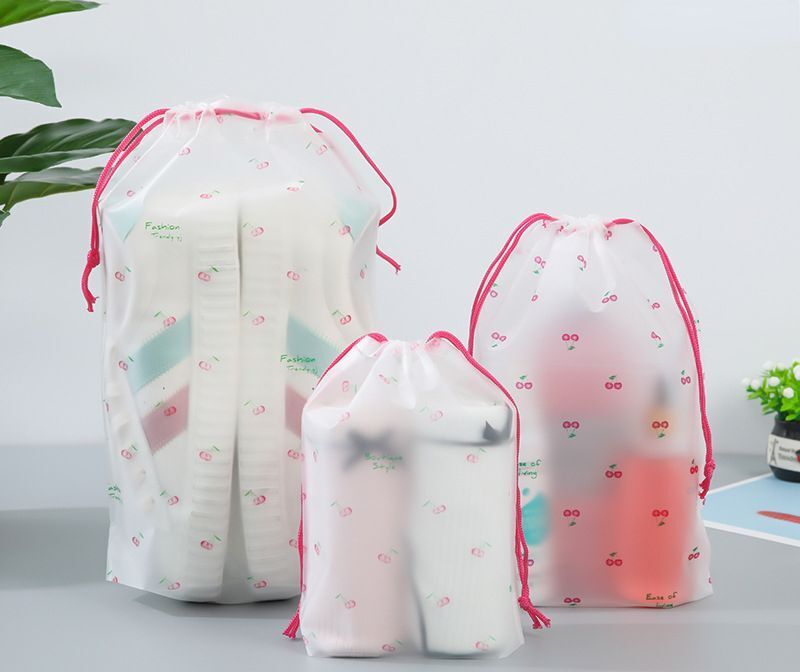 1pc Transparent Drawstring Makeup Bag Clothes Organizer Pouch Travel Cosmetic