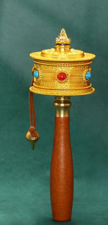 Tibetan Style Golden Tube Ornament Carry on Items Rotating Drum Decoration