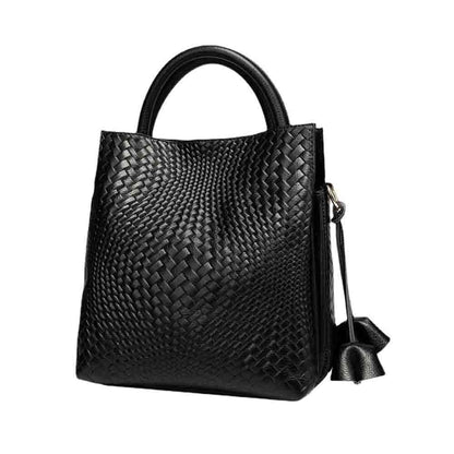 Fashion Bucket Bag Genuine Leather Handbag Purses Soft Casual Tote Bags Cotton