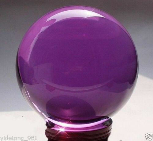 80mm+Stand Asian Rare Natural Quartz Purple Magic Crystal Healing Ball Sphere