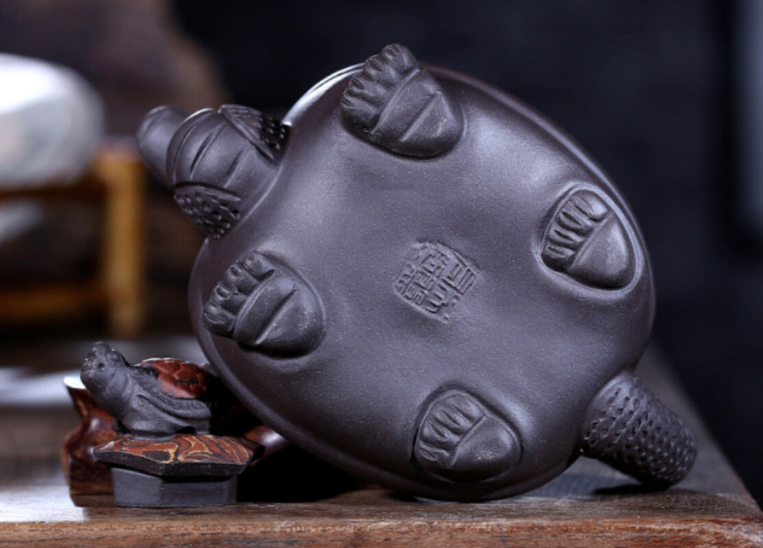 Chinese Yixing Zisha Pottery 240cc Purple Clay Teapot Handmade Dragon Turtle Pot