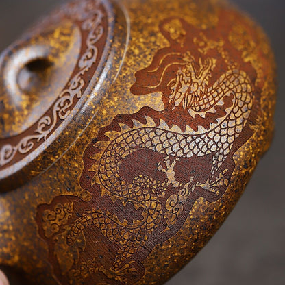 14 Infuser Holes Handmade Tea Pot Real Yixing Zisha Duan Clay Dragon Carved Pots