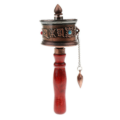 Traditional Buddhism Bronze Six-character Mantra Hand-cranked Prayer Wheel