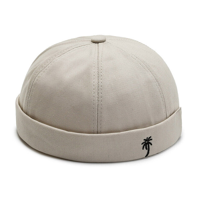 Men Retro Brimless Hat Skull cap Sailor Cap Beanie Rolled Cuff Adjustable