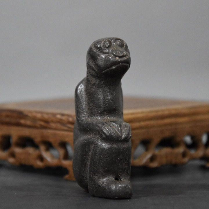China Tibetan Old Hongshan Culture Meteorite Iron Monkey Statue Collection