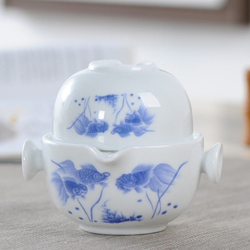 Ceramics Tea Set Include 1 Pot 1 Cup Porcelain Gaiwan Teapot Kung Fu Travel