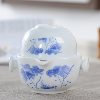 Ceramics Tea Set Include 1 Pot 1 Cup Porcelain Gaiwan Teapot Kung Fu Travel