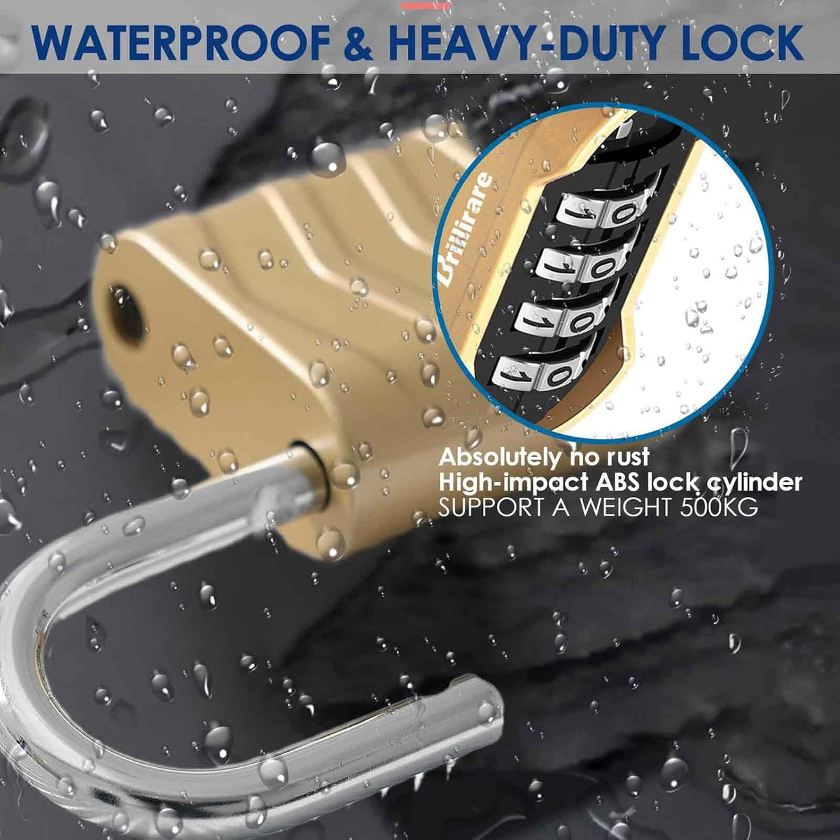 Combination Lock, 4 Digit Heavy Duty Padlock Metal Outdoor, Weatherproof Alloy L