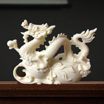 New Feng Shui White Dragon Statue Zodiac Auspicious Dragon Decor Accessories