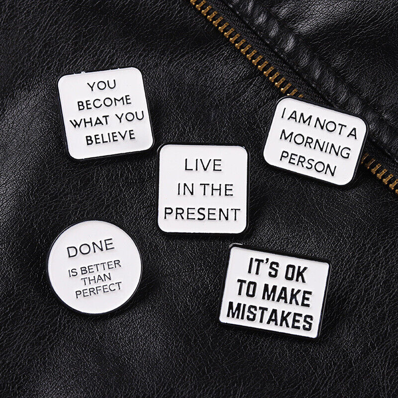3PCS Motivational Quotes Live Enamel Brooch Pins Happy Life Bag Hat Lapel Badge