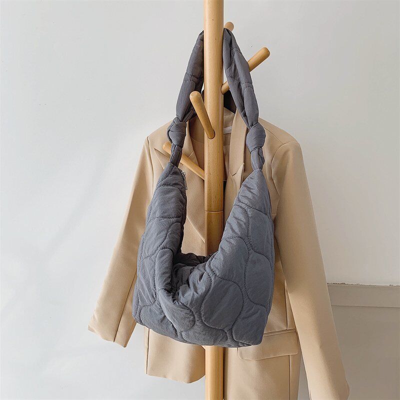 Winter Women Shoulder Bags Down Feather Crossbody Hobo Bag Cotton Leather
