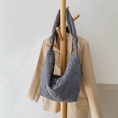 Winter Women Shoulder Bags Down Feather Crossbody Hobo Bag Cotton Leather