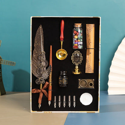 Wax Stamps Seal Feather Dip Quill Ink Gift Calligraphy Sealing Kits 2 3 Pen Sets
