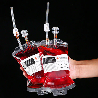 350ML Transparent Food Grade PVC Drink Beverage Bag Vampire Blood Bag Decorat-ca