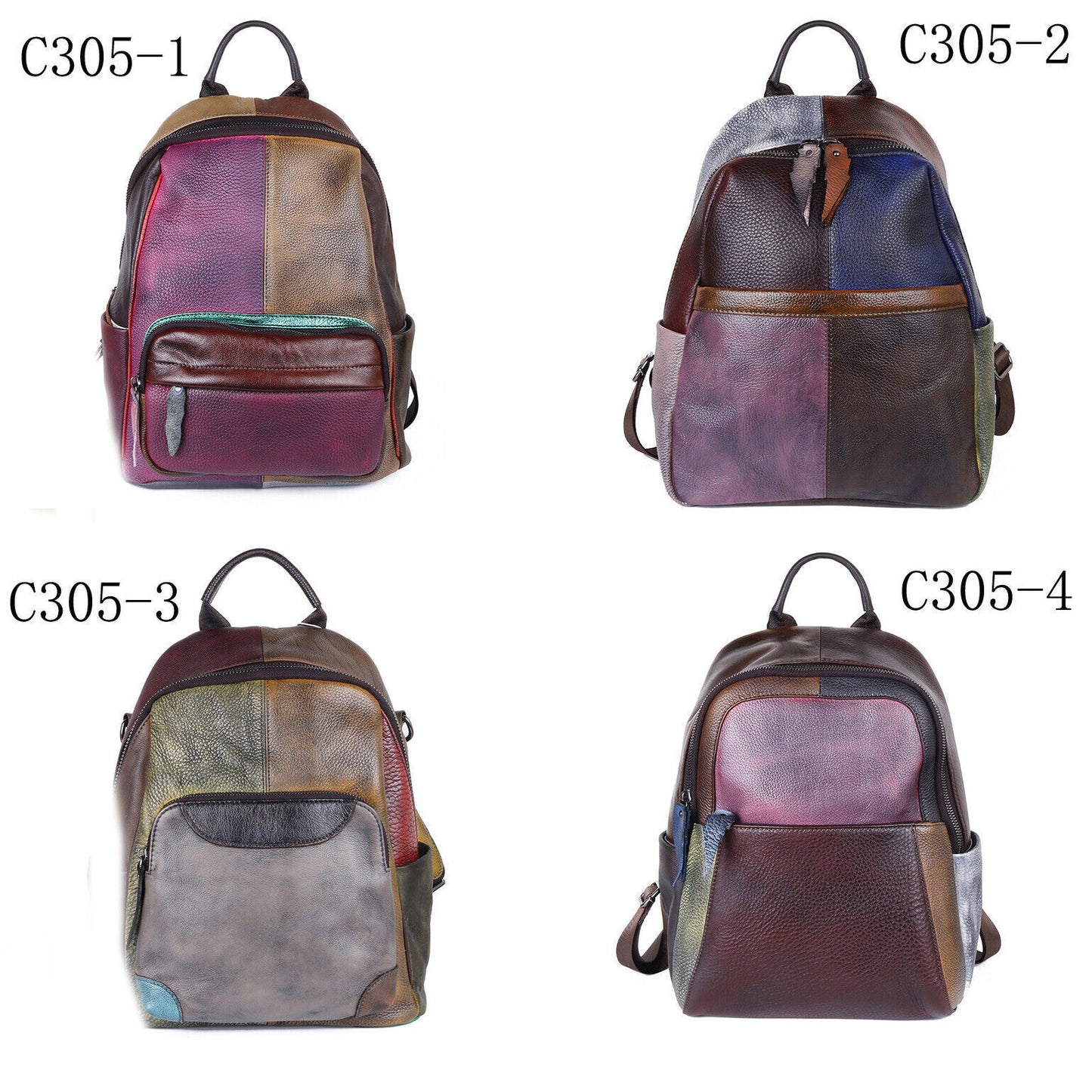 Top Cow Leather Backpack, Desinger Multi-color Travel Bag, Soft Leather Rucksack