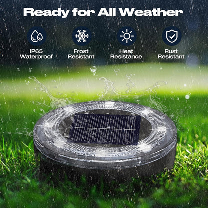 Mini Solar Ground Lights, 2 Pack Solar Lights Outdoor Waterproof, Upgraded LED F