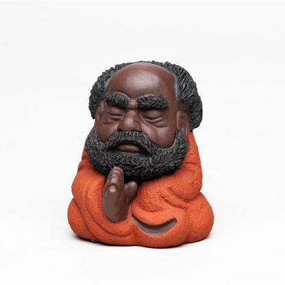 Chinese Yixing Zisha Bodhidharma Pottery Arhat Damo Dharma Buddha Tea Pet