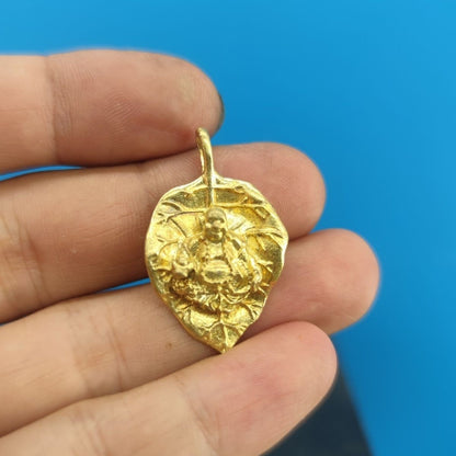 Yellow Brass Maitreya Buddha Pendant Men Woman Blessing Lucky Gift Keychain