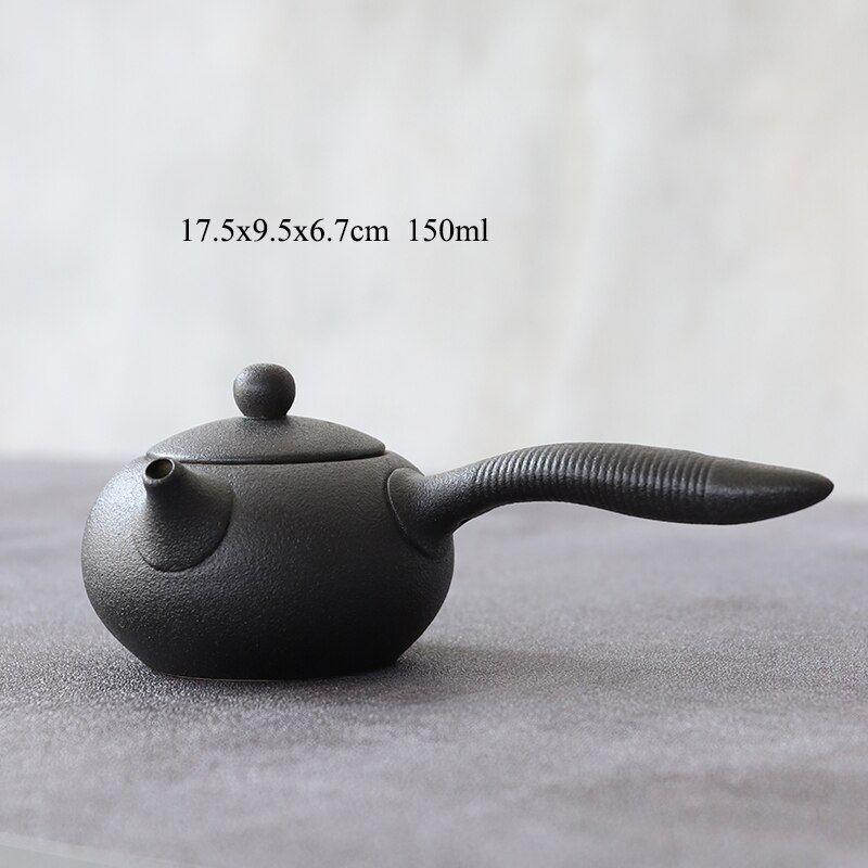 Solid Drinkware Ceramic Teapots Traditional Japanese Style Black Crockery Teacup
