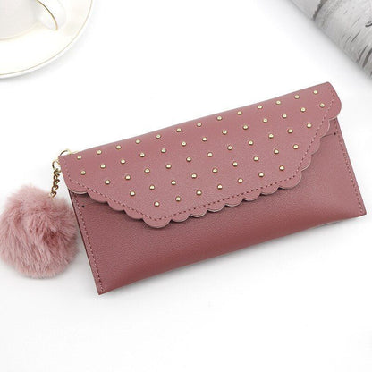 Wallet Retro Rivet Hasp Long Wallet Card Purse Synthetic Leather Phone Bag Purse