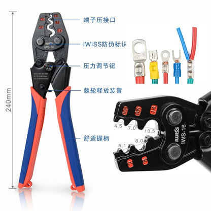 IWISS Ratchet Crimping Tool for Non-Insulated Terminals AWG 22-6 Polished Jaw