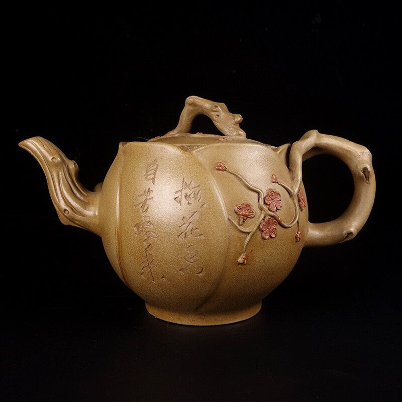 China old Yixing Clay Teapot Handcarved Red plum pots Purple sand Teapot