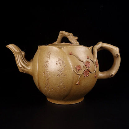 China old Yixing Clay Teapot Handcarved Red plum pots Purple sand Teapot