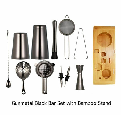 11Piece Cocktail Shakers Bar Sets Stainless Steel Bartender Tool Wine Mixer Kits