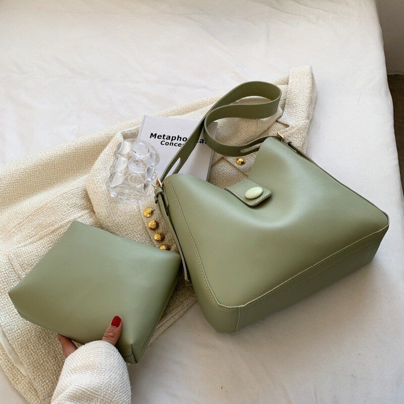 Retro Small Handbag Purse Travel Simple 2pcs Crossbody Shoulder Bag 29*25*9 CM