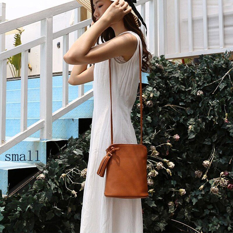 Genuine Leather Tassel Crossbody Bag Small Shoulder Purse Money Messenger Bags