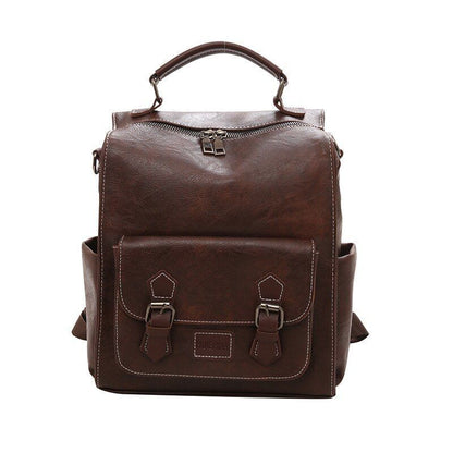 Women Backpack Vintage Synthetic Leather Travel Bag Retro Student Bag 26*15*32CM