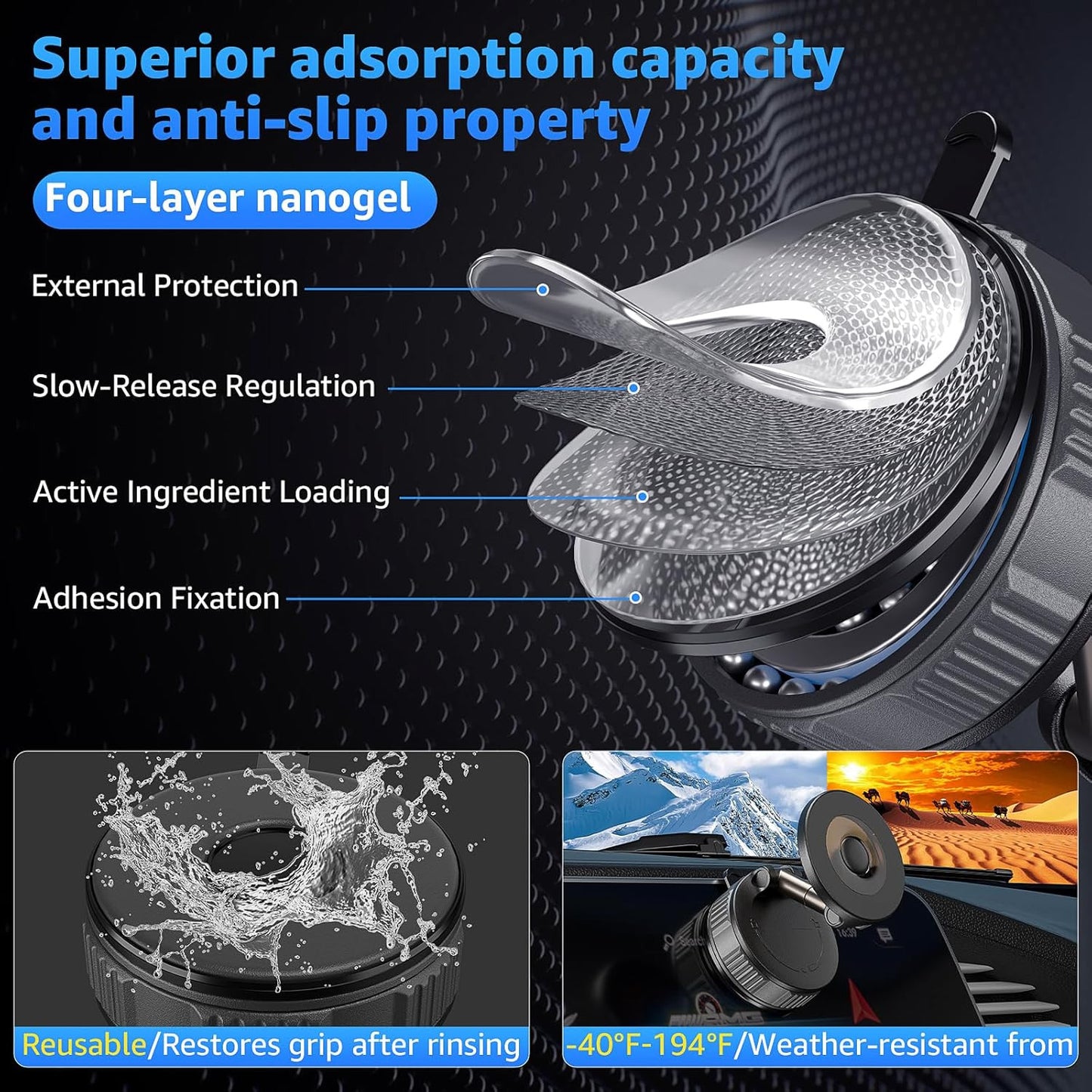 Upgraded Vacuum Magnetic Phone Holder for Car,360° Adjustable Suction Cup Phone