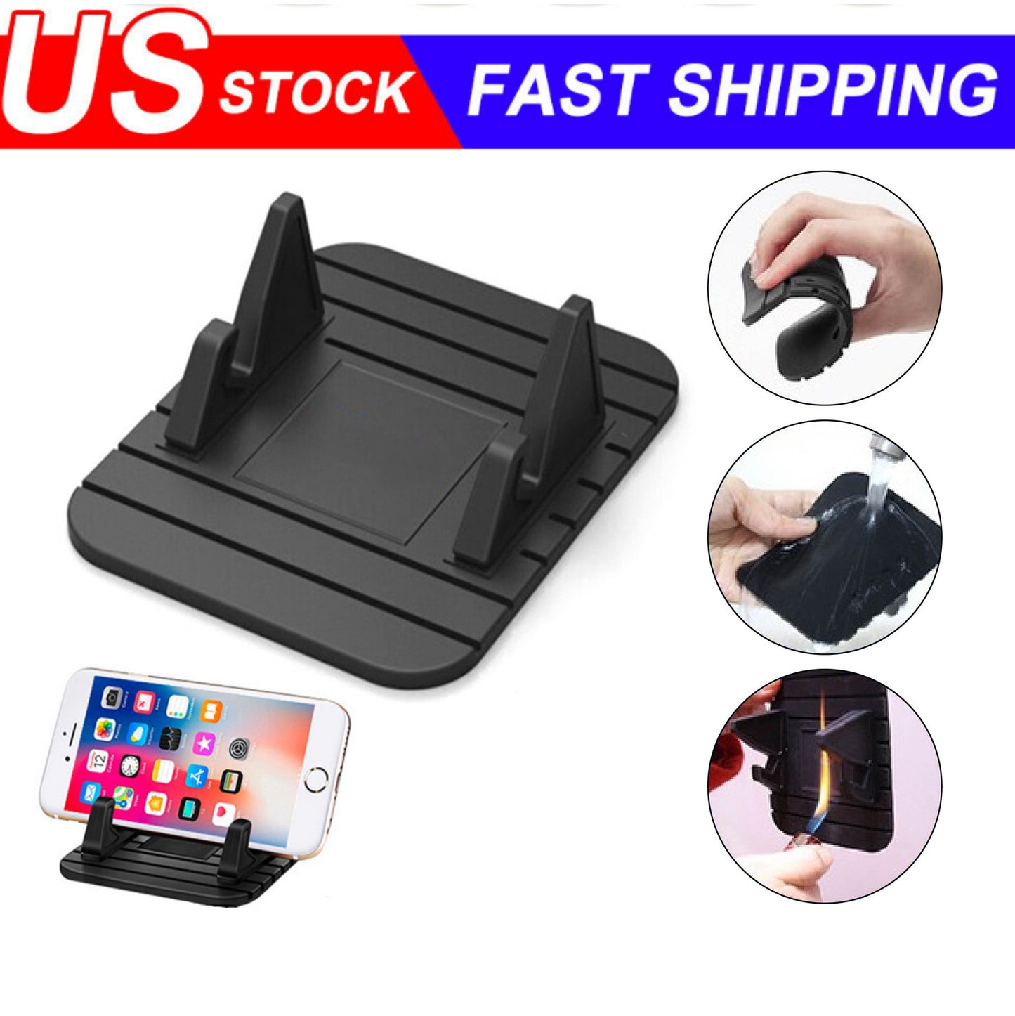 Car Anti-Slip Dashboard Rubber Mat Mount Holder Pad Stand for Mobile Phone GPS