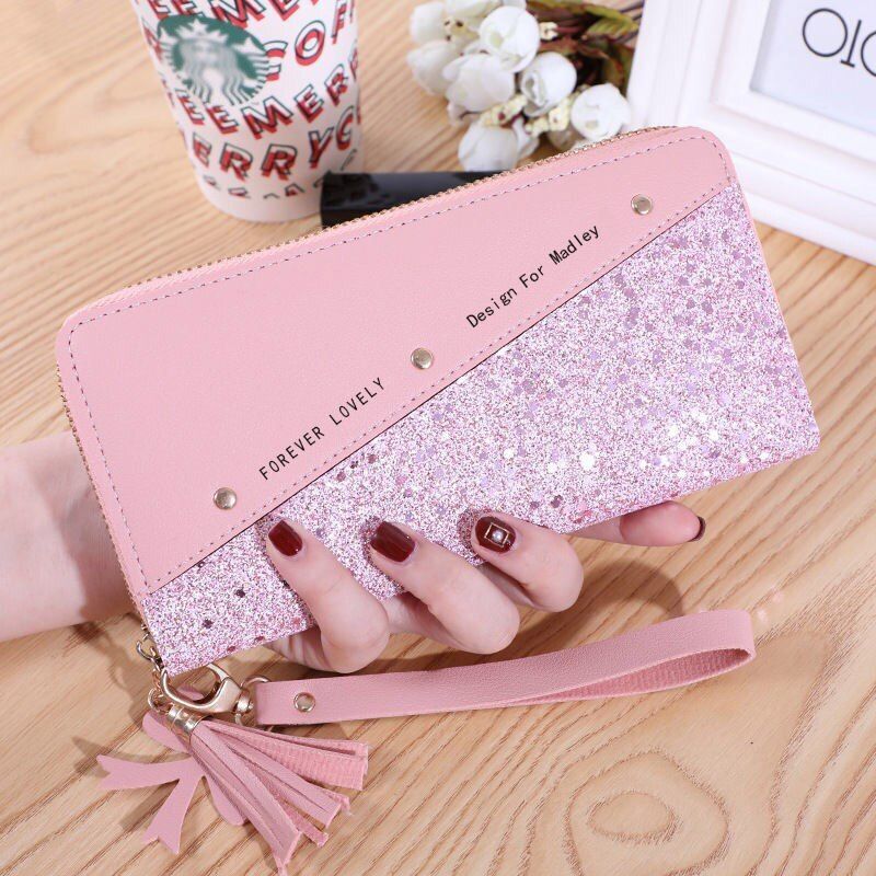 Women Wallets Coin Purses Cards Holder Double Zippers Handbag Money Bags 20*10CM