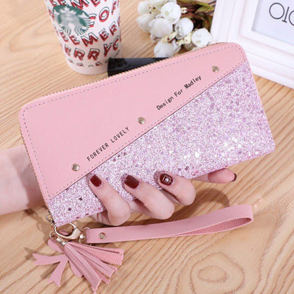 Women Wallets Coin Purses Cards Holder Double Zippers Handbag Money Bags 20*10CM