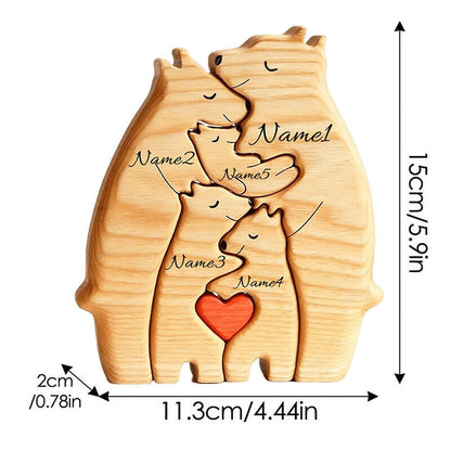 Wooden Bear Ornaments Family Statue Family Art Puzzle Desktop Decor XMAS Gifts